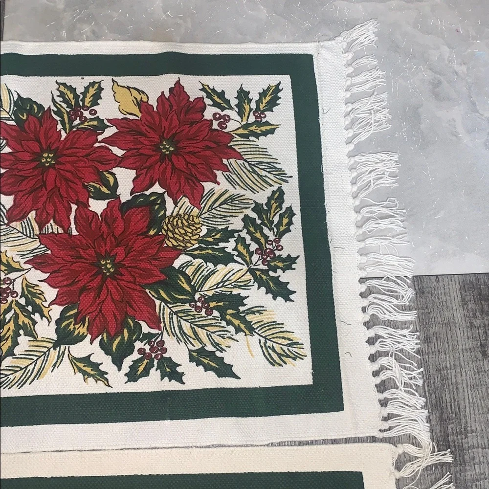 Poinsettias Door Mats - Set of 2